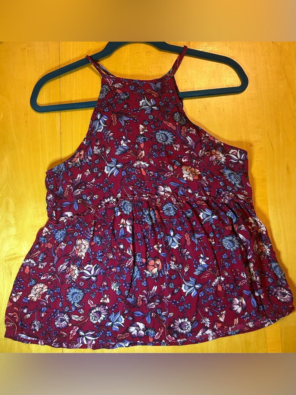 American Eagle Outfitters Burgundy Floral Halter Tank XS